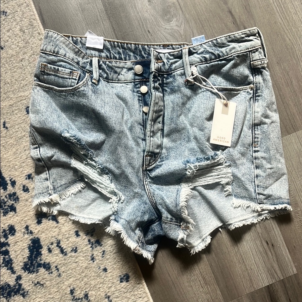 Good American Women's Distressed Denim Shorts Size 31